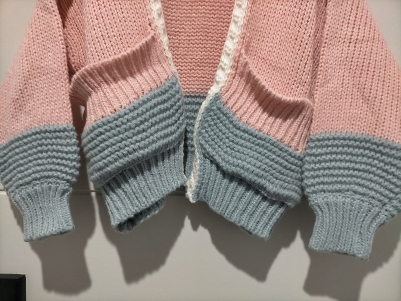 Minnesota Chunky Pocket Cardi - Pink, Blue and Cream