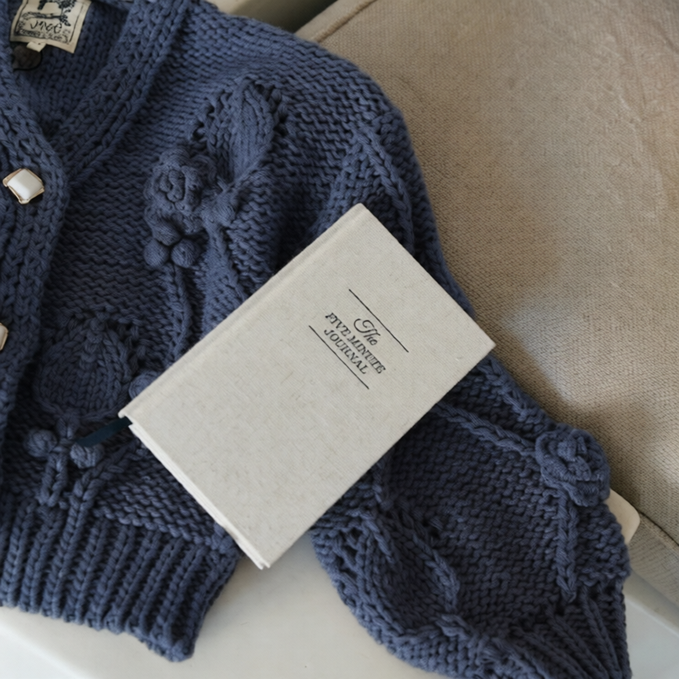 Cozy Knit Cardi Floral ~ Navy