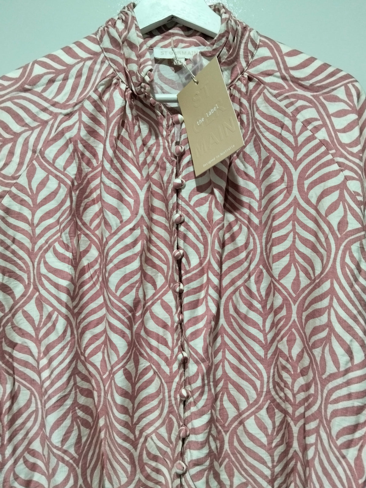 Aperol Blouse ~ Vine Blush and White