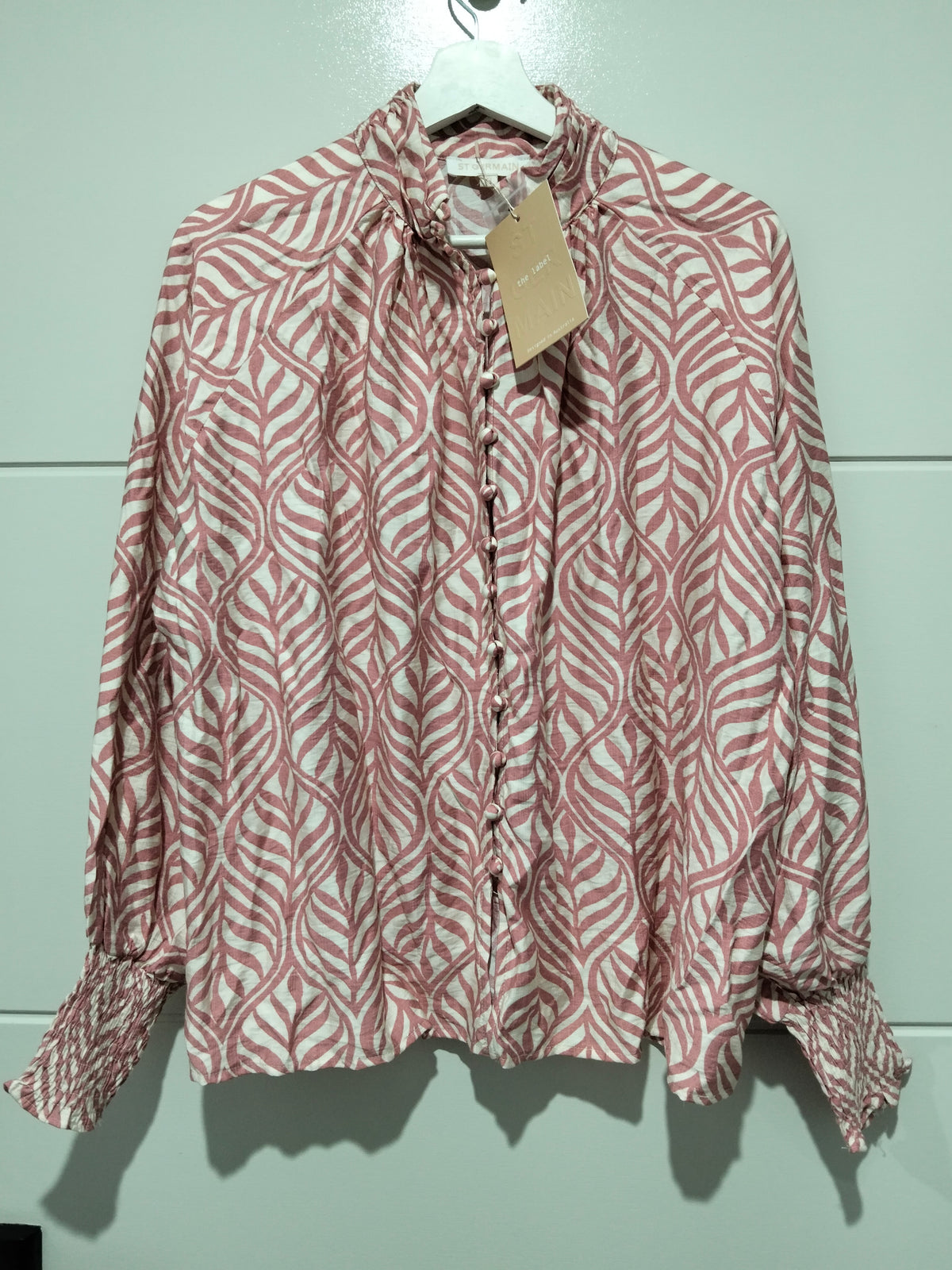 Aperol Blouse ~ Vine Blush and White