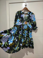 Petal Mini Dress Midnight Sapphire Print