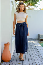 Portsea Denim Maxi Skirt Dark Blue