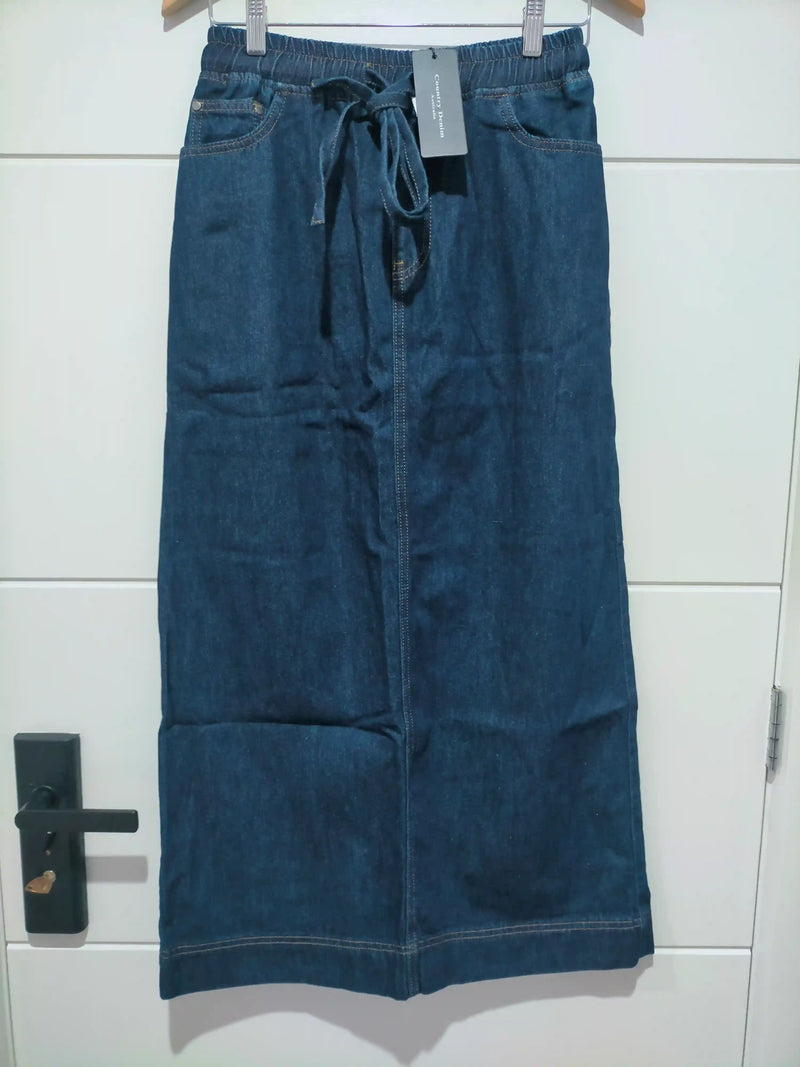 Portsea Denim Maxi Skirt Dark Blue