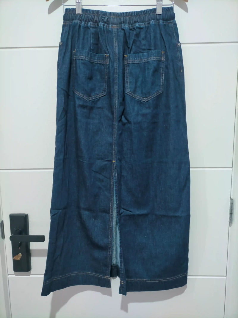 Portsea Denim Maxi Skirt Dark Blue