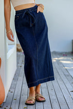 Portsea Denim Maxi Skirt Dark Blue