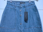 Presley Denim Button Front Maxi Skirt Mid Blue