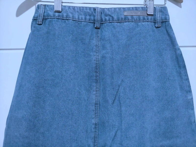 Presley Denim Button Front Maxi Skirt Mid Blue