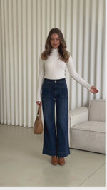 Sailor Wide Leg Pocket Jeans - Dark Blue
