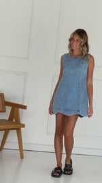 Alannah Denim Scallop Mini Dress