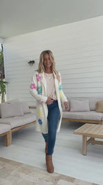 Flower Power Knit Cardigan - Cream