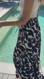 Hollywood Maxi Skirt Navy Vine print