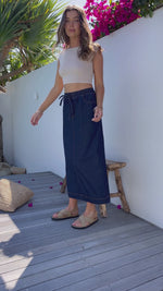 Portsea Denim Maxi Skirt Dark Blue