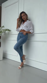 Torquay Super Stretch Crop Skinny Jeans - Mid Wash Blue