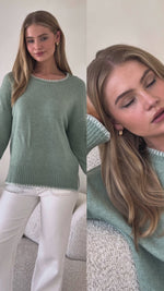 Canyon Slouch Blanket Stitch Knit - Sage