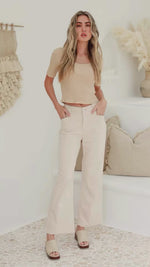J-Lo Wide Leg Crop Jeans - Sand