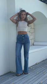 Sailor Wide Leg Pocket Jeans - Mid Blue