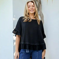Ric Rac Linen Hi-Lo Top - Black