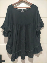 Ric Rac Linen Hi-Lo Top - Black