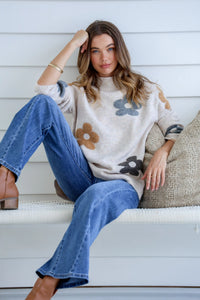 Sacha Daisy Knit Jumper - Oatmeal