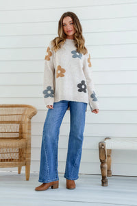Sacha Daisy Knit Jumper - Oatmeal