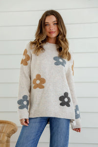 Sacha Daisy Knit Jumper - Oatmeal