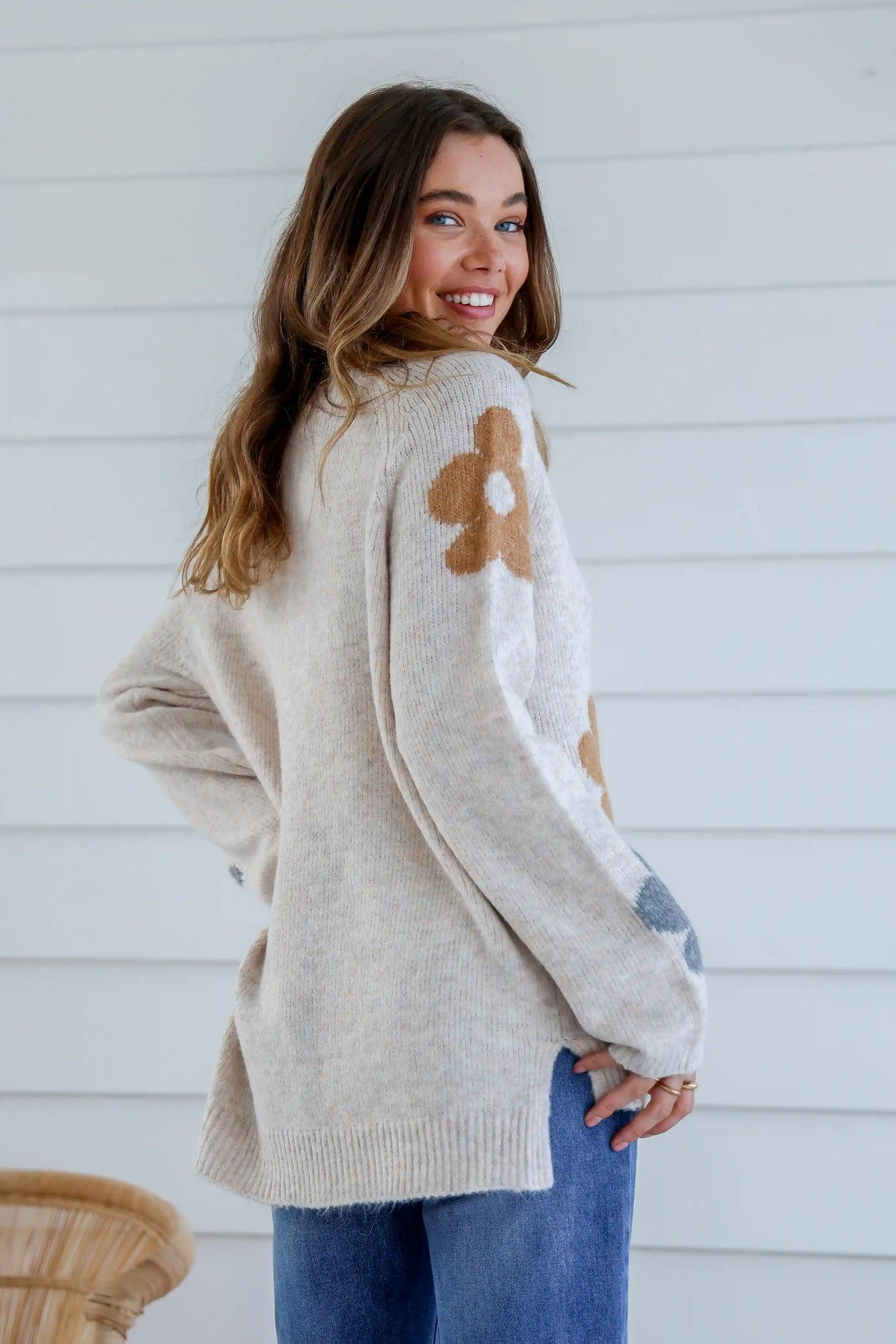 Sacha Daisy Knit Jumper - Oatmeal