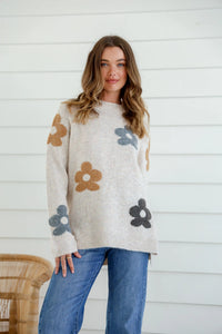 Sacha Daisy Knit Jumper - Oatmeal