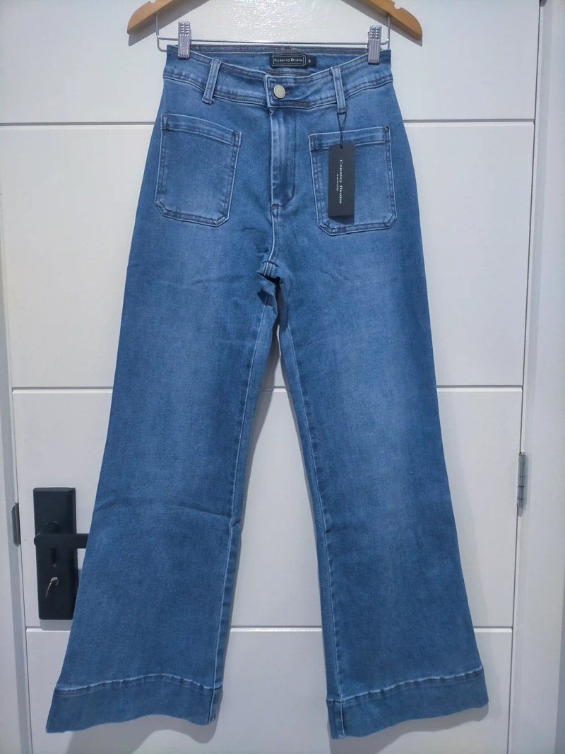 Sailor Wide Leg Pocket Jeans - Mid Blue