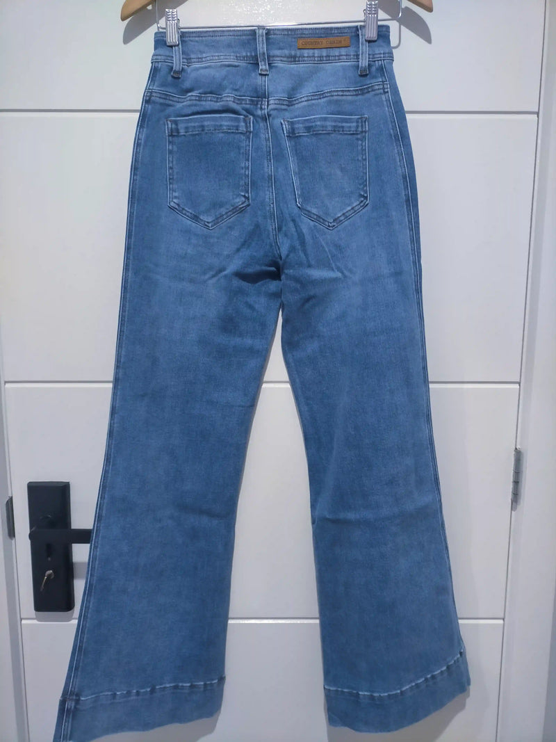 Sailor Wide Leg Pocket Jeans - Mid Blue