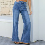 Sailor Wide Leg Pocket Jeans - Mid Blue