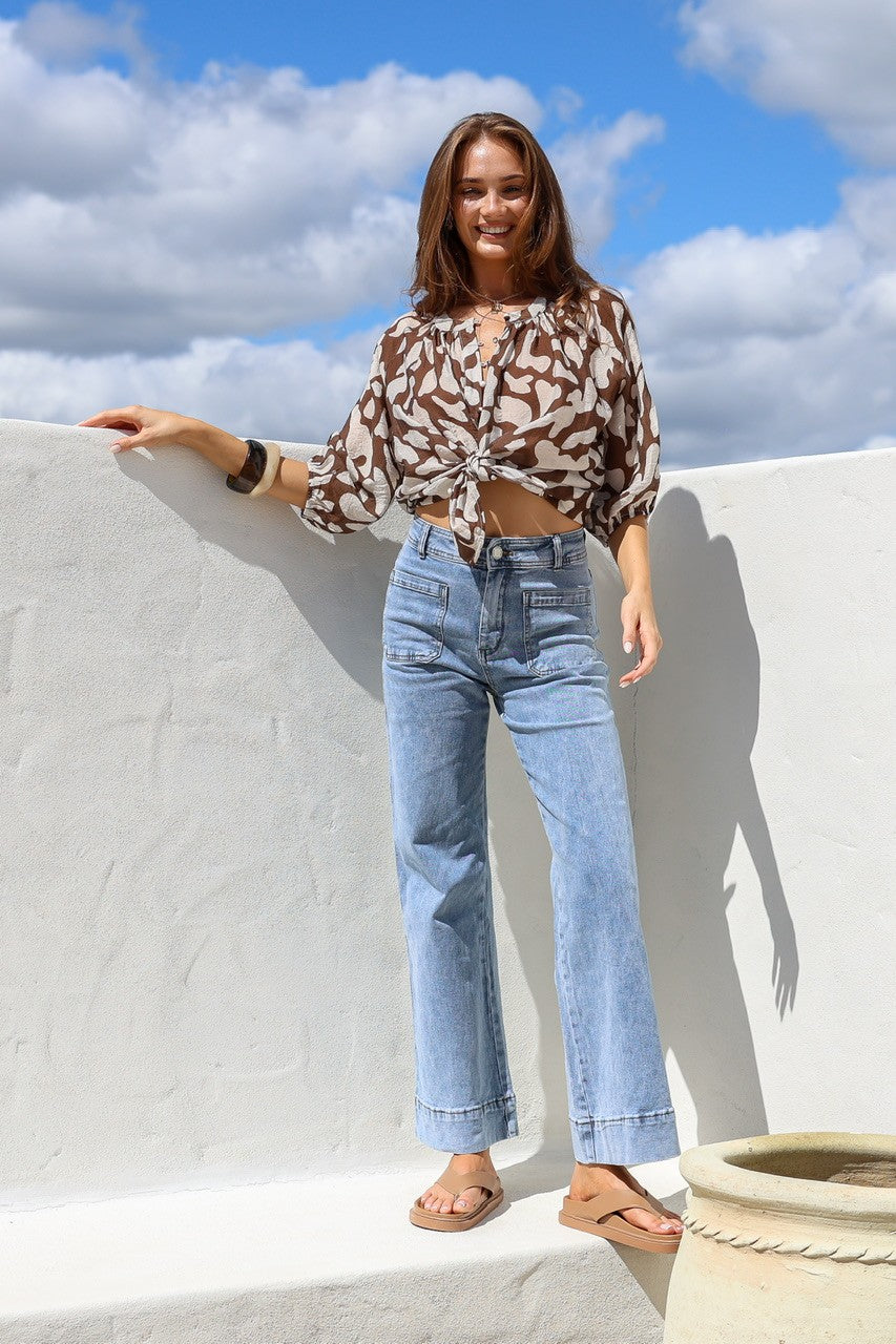 Sailor Wide Leg Pocket Jeans ~ Light Blue