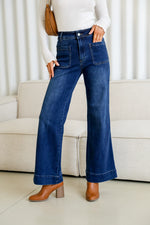 Sailor Wide Leg Pocket Jeans - Dark Blue