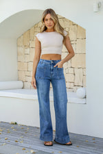 Sailor Wide Leg Pocket Jeans - Mid Blue