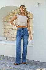 Sailor Wide Leg Pocket Jeans - Mid Blue