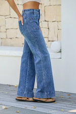 Sailor Wide Leg Pocket Jeans - Mid Blue