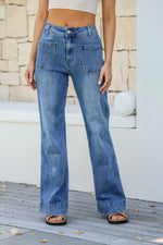 Sailor Wide Leg Pocket Jeans - Mid Blue