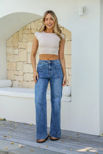 Sailor Wide Leg Pocket Jeans - Mid Blue