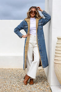 Maison Denim Sherpa Longline Jacket ~ Stonewash Blue