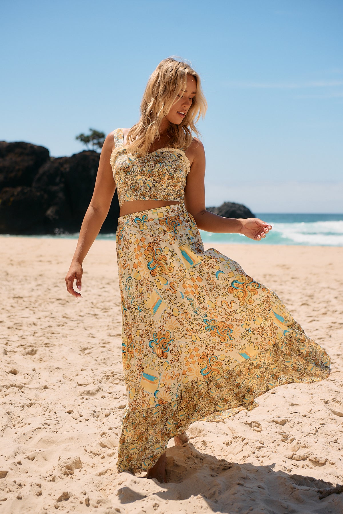 Holiday Maxi Skirt ~ Sonnie print