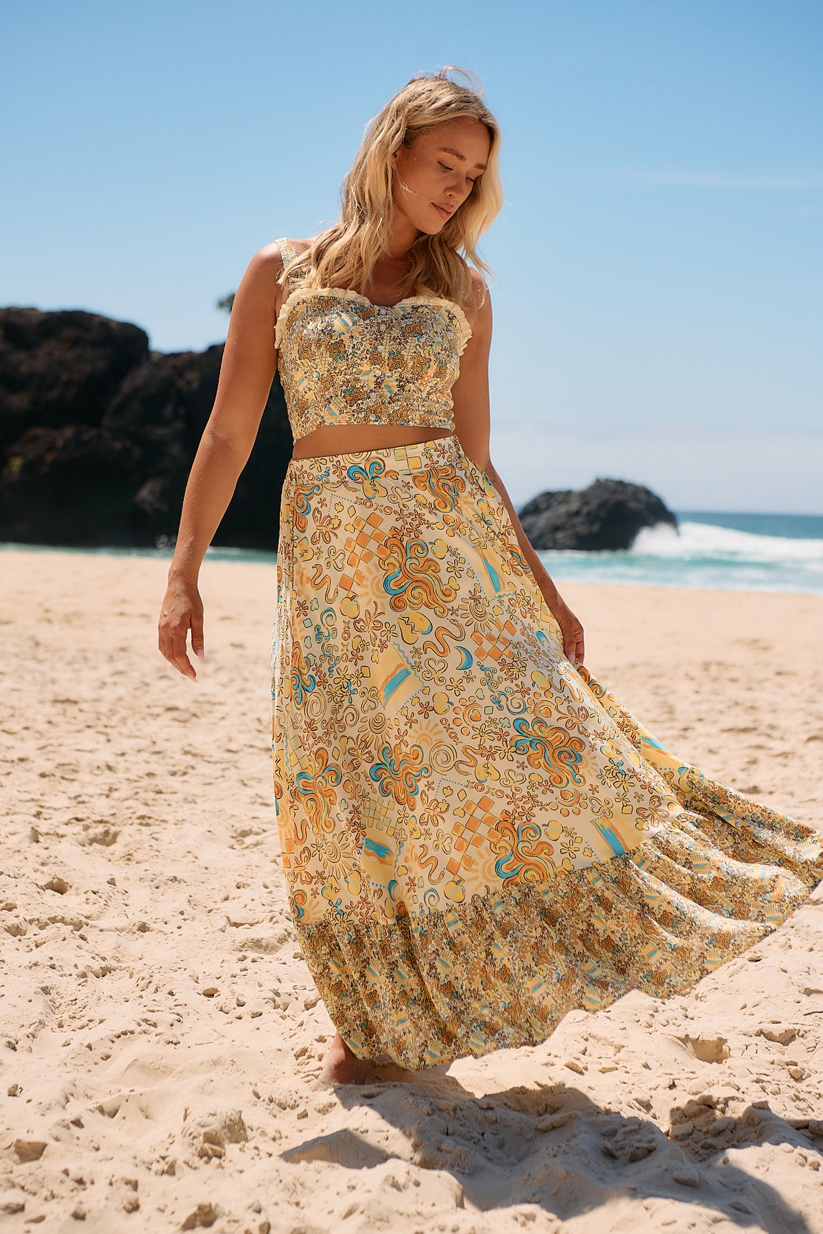 Holiday Maxi Skirt ~ Sonnie print