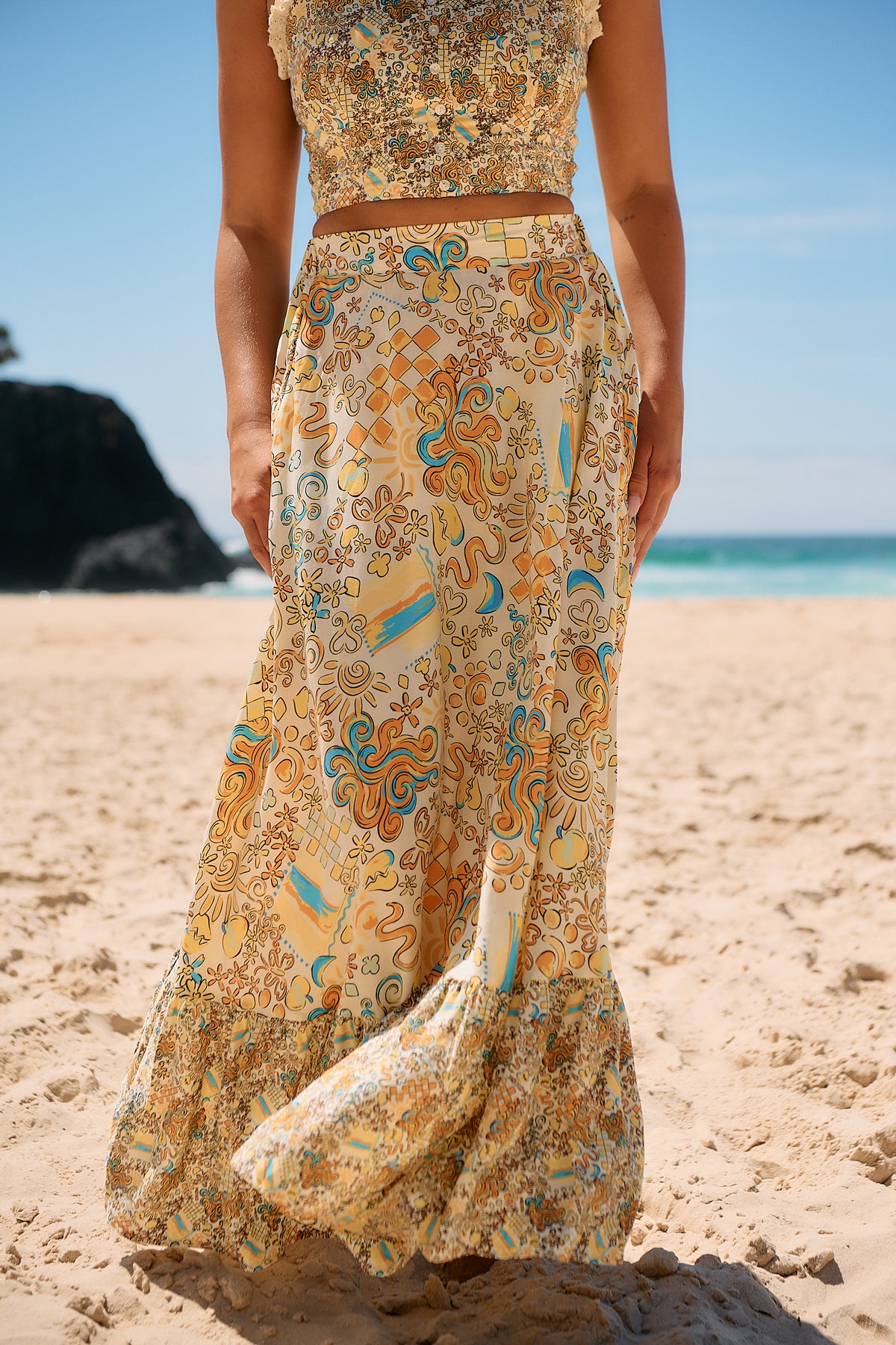 Holiday Maxi Skirt ~ Sonnie print