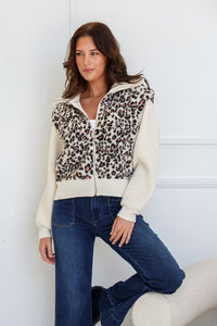 Sundays Leopard Sherpa Jacket ~ Winter White