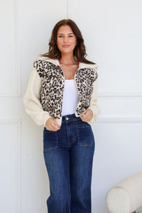 Sundays Leopard Sherpa Jacket ~ Winter White