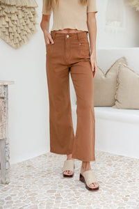 J-Lo Wide Leg Crop Jeans ~ Tan