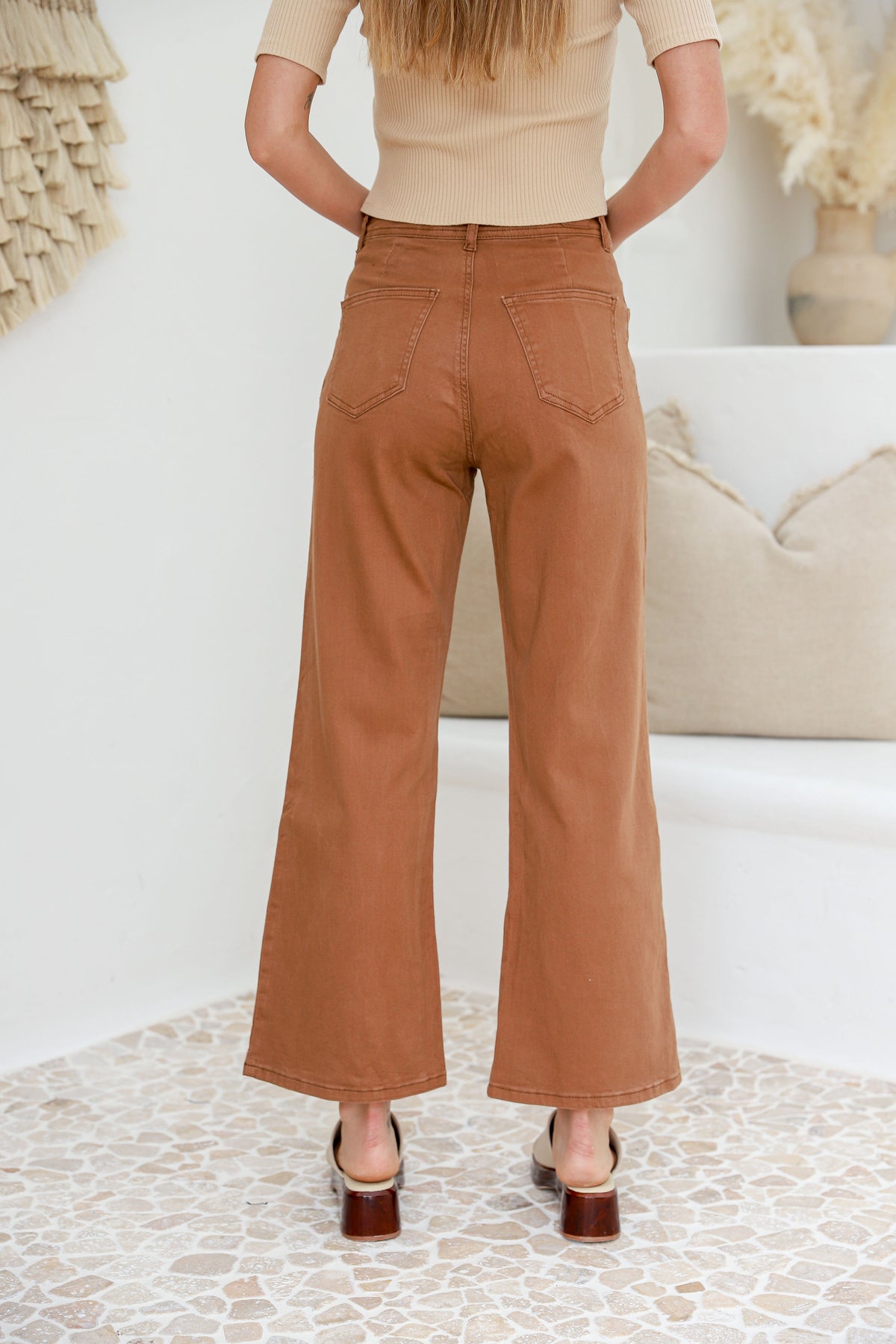 J-Lo Wide Leg Crop Jeans ~ Tan