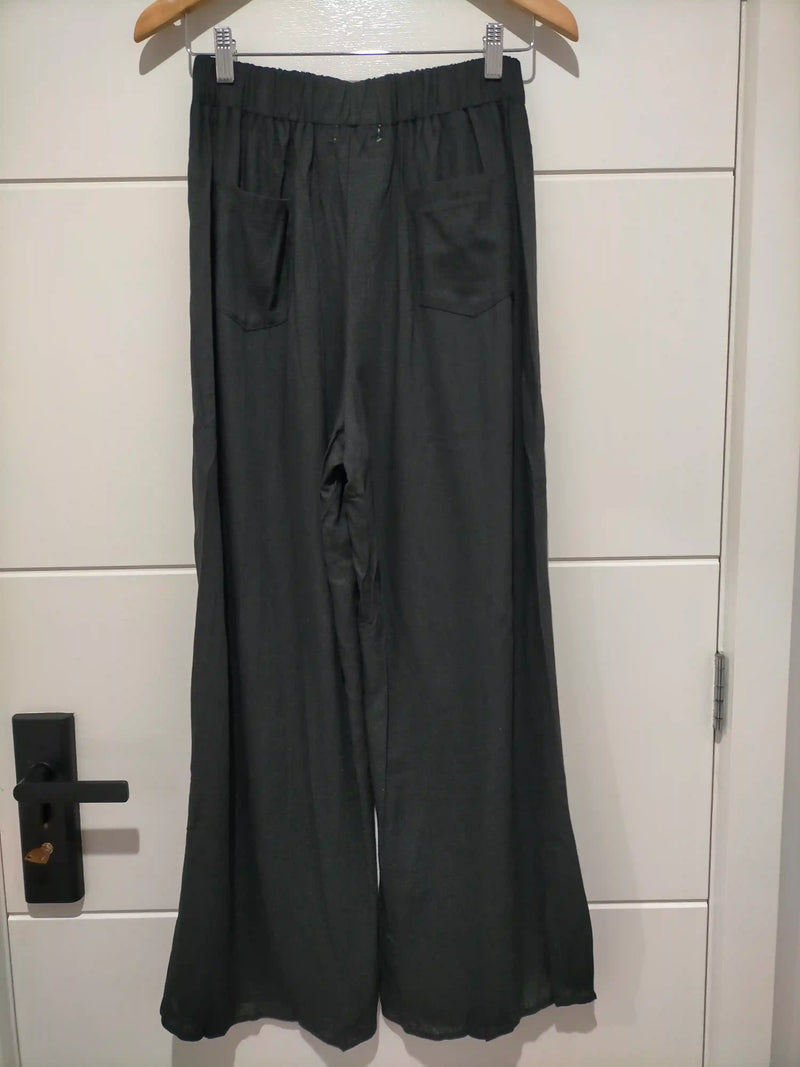 Tobacco Linen Pants - Black