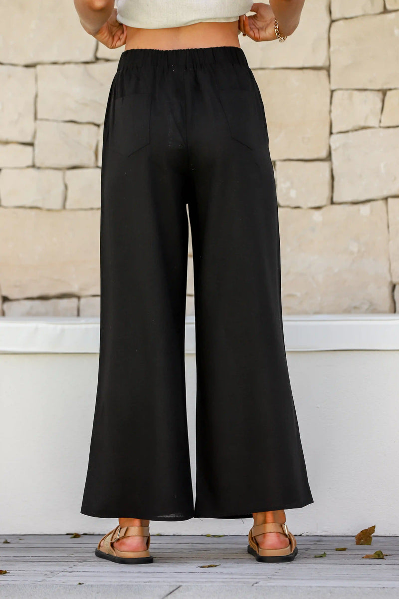 Tobacco Linen Pants - Black