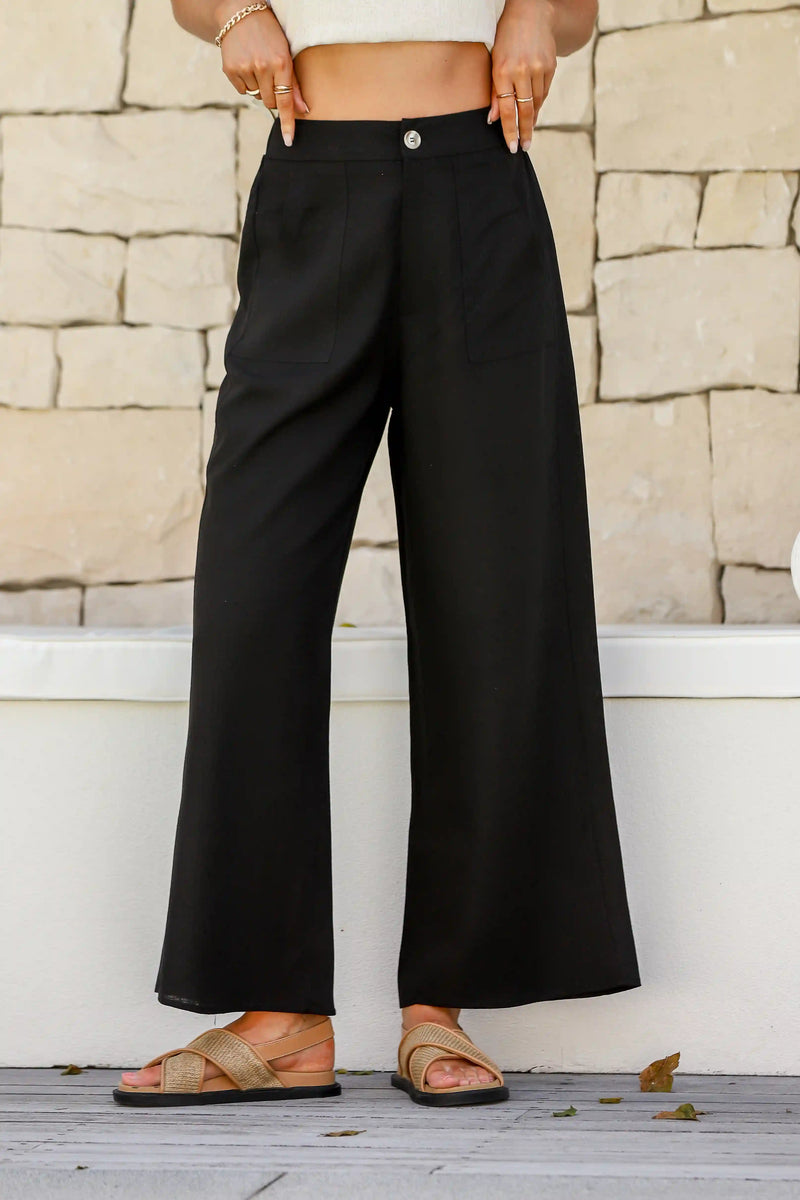 Tobacco Linen Pants - Black