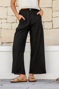Tobacco Linen Pants ~ Black