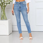 Torquay Super Stretch Crop Skinny Jeans - Mid Wash Blue